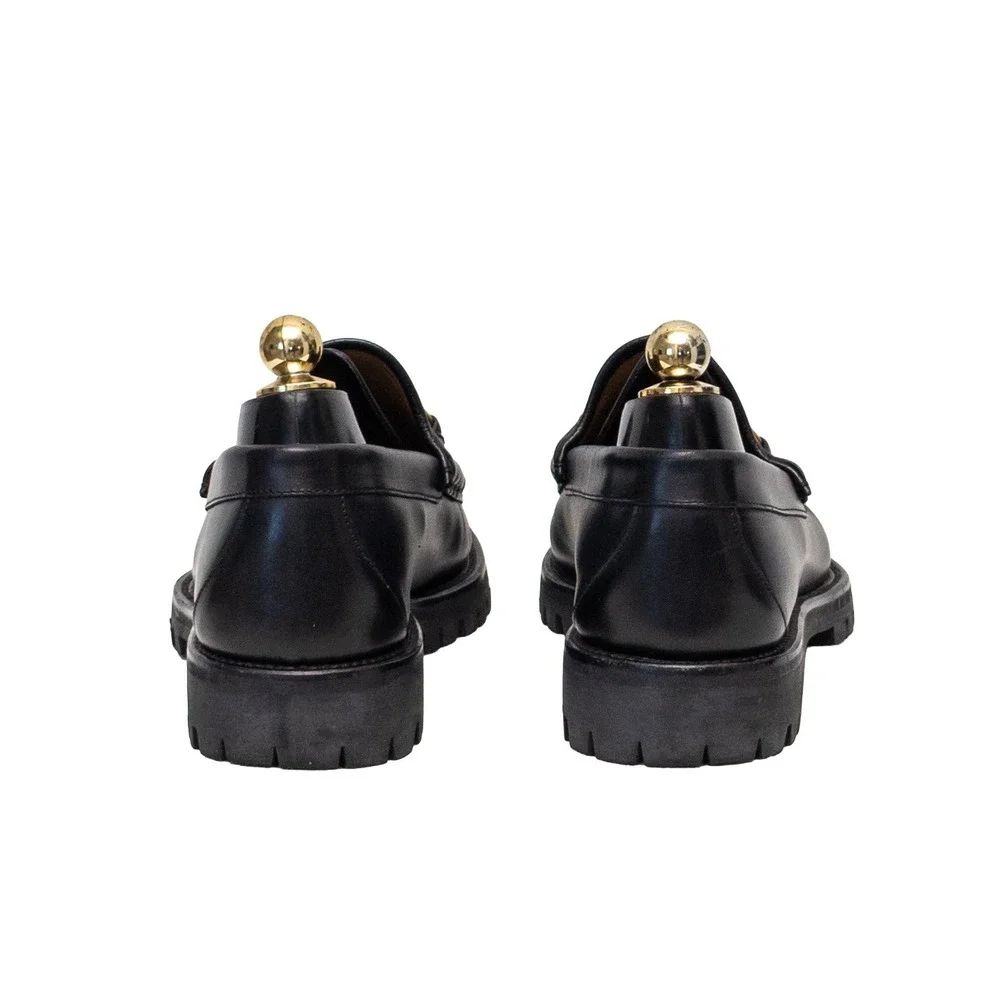 Gucci Black Leather Horsebit Lug Sole Loafers Mens Size UK 7 US 8 Made in Italy